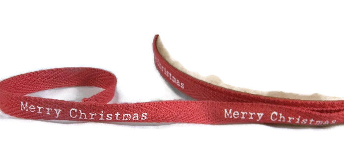 Merry Christmas Printed Twill Ribbon - 5 Yards