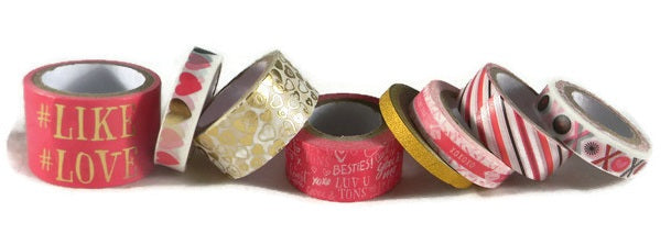 Valentines Day Washi Tape Assortment Set - #Like #Love - 8 Spools