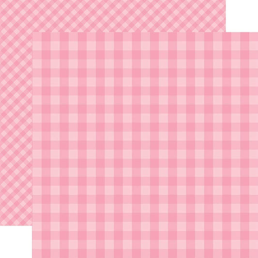 Echo Park Raspberry Pink Gingham Scrapbook Paper