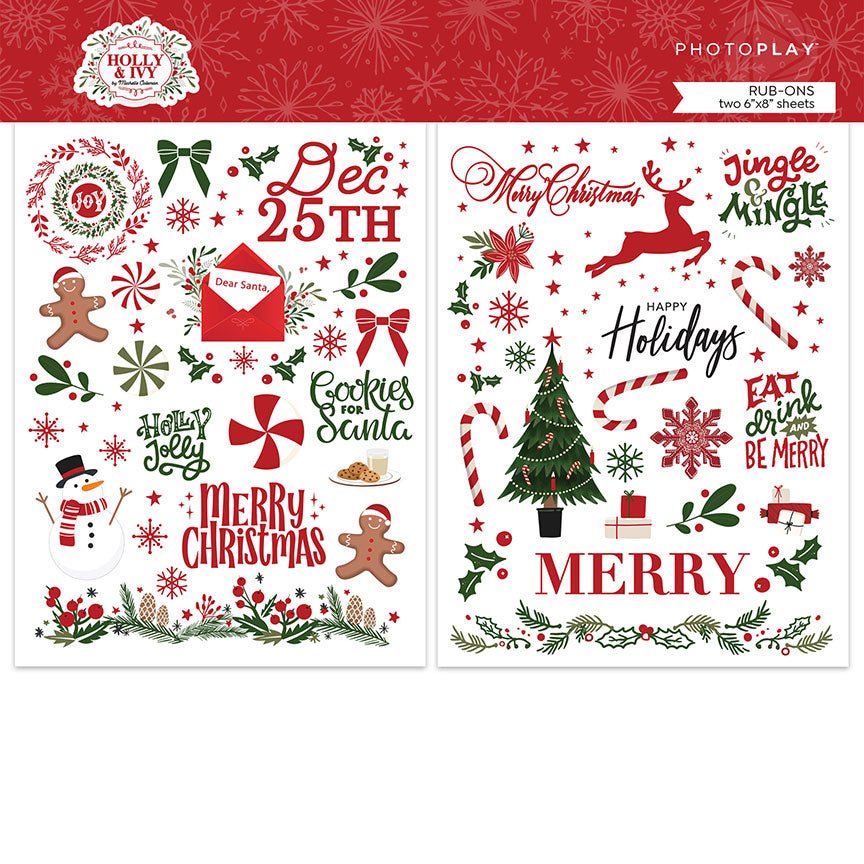 Christmas Holly & Ivy RubOns Set by Photo Play