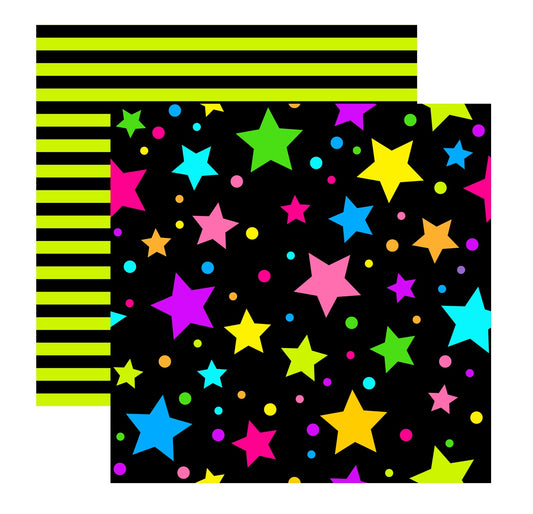 Large Stars - Neon Stars and Stripes Scrapbook Paper