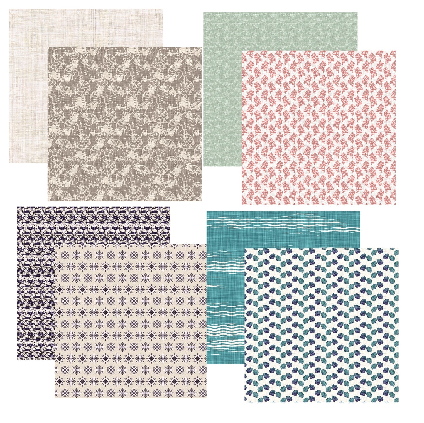 Nautical Mood 12x12 Scrapbook Paper Assortment Set