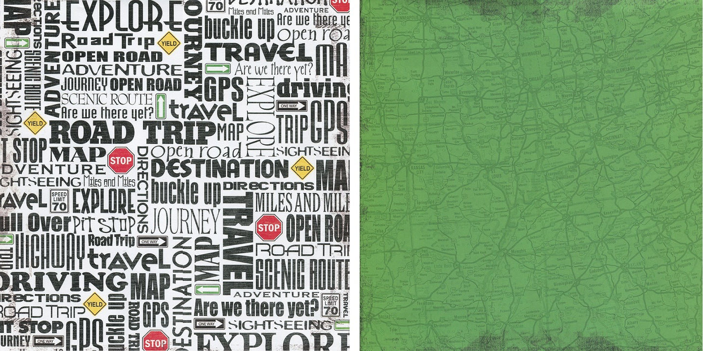 Open Road - Road Trip Signature Series - 12X12 Travel Scrapbook Paper