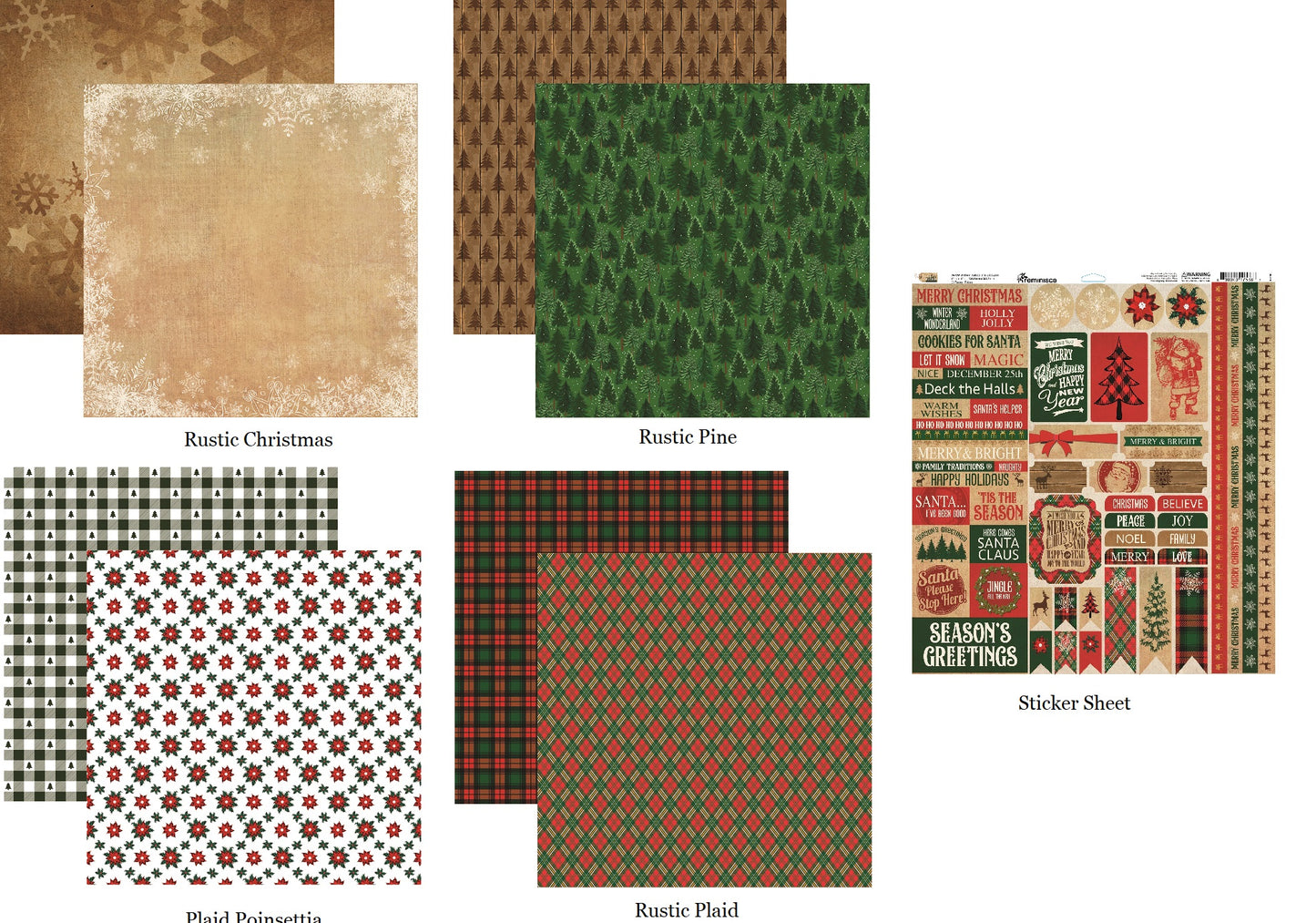 Rustic Christmas Scrapbook Papers and Stickers Set by Reminisce