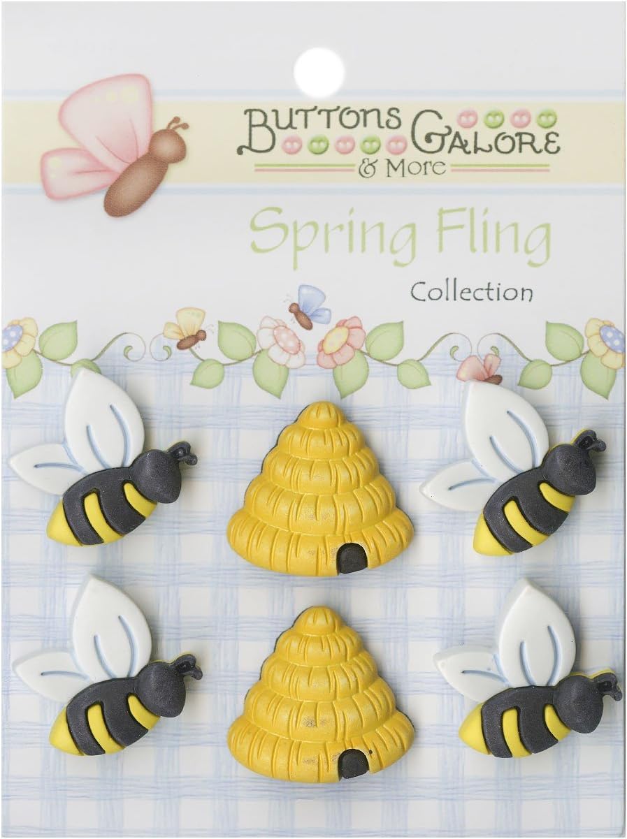 Spring Fling Busy Bees Buttons - Set of 6