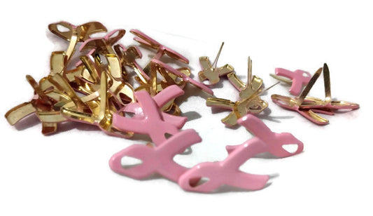 PInk Breast Cancer Ribbon Brads Paper Fasteners