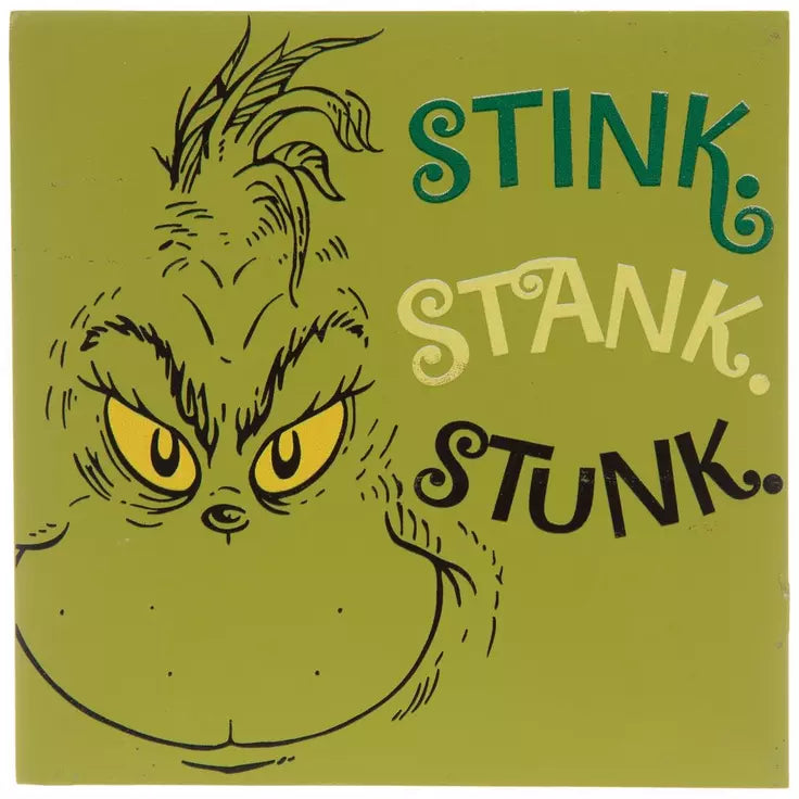 The Grinch Stink Stank Stunk Wood Block Decor