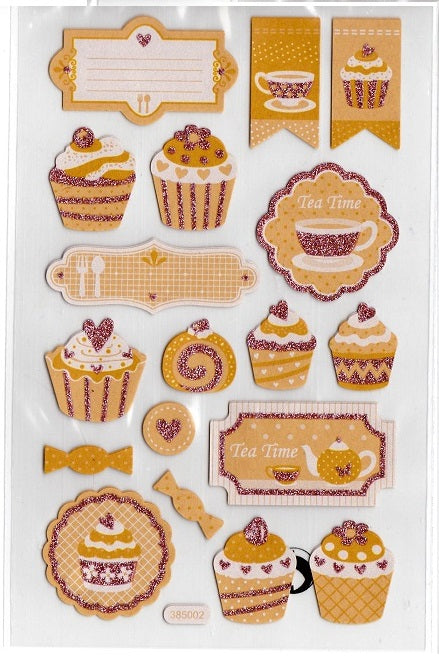 Glitter cupcake stickers