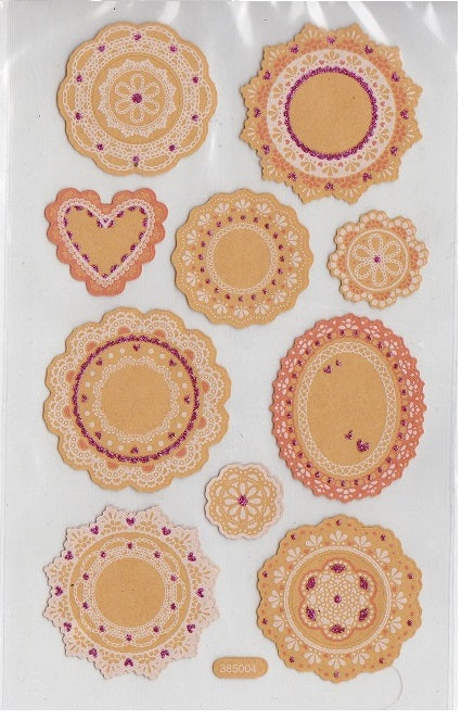 Glitter Kraft Doilies Stickers