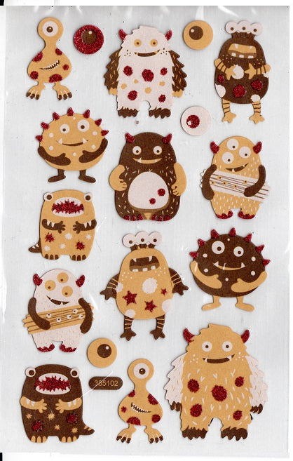 Glitter Kraft Monster Stickers