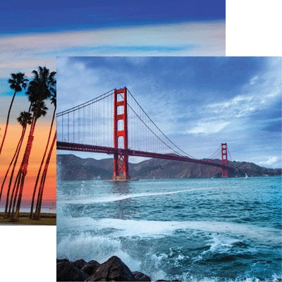 California The Golden State Scrapbook paper