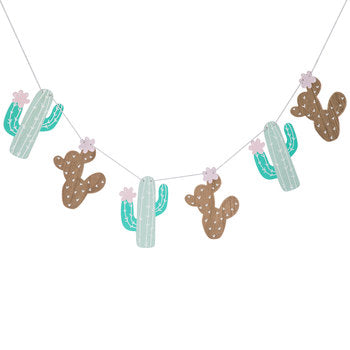 Wood Cactus Garland Banner Decor